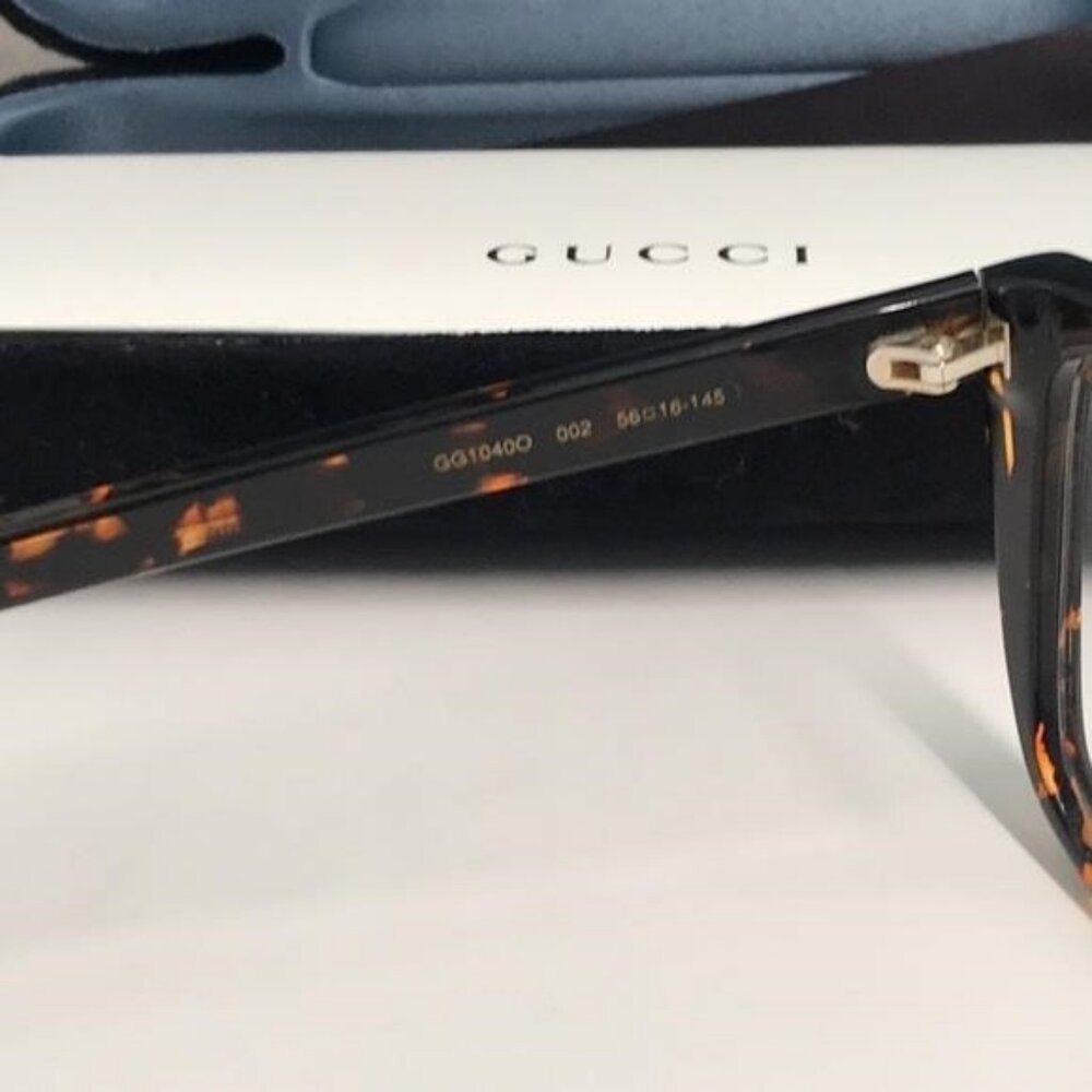 New Authentic Gucci Tortoiseshell Square Glasses GG1040o 002 - Picture 13 of 14